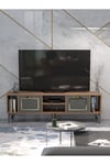 Tv Sehpası Tv Ünitesi Atlantik Çam Antrasit Gold 160 Cm Linya 5040