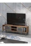 Tv Sehpası Tv Ünitesi Atlantik Çam Antrasit Gold 160 Cm Linya 5040