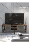 Tv Sehpası Tv Ünitesi Atlantik Çam Antrasit Gold 160 Cm Linya 5040