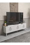 Tv Sehpası Tv Ünitesi Beyaz Gümüş 160 Cm Saraylı 5063