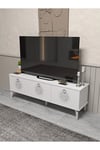 Tv Sehpası Tv Ünitesi Beyaz Gümüş 160 Cm Saraylı 5063
