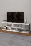 Tv Sehpası Tv Ünitesi Raflı 140 Cm Gzd Beyaz