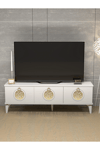 Tv Sehpası Tv Ünitesi Saraylı Beyaz Gold 5062