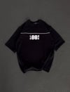Unisex Bisiklet Yaka Baskılı Oversize T-Shirt - Siyah