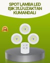 Uzaktan Kumandalı 3 Lü Kablosuz Led Spot Lamba Seti Yapışkanlı Pratik Kullanım