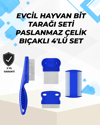 Uzun ve Kısa Tüylü Hayvanlara Özel Bit Tarağı ve Tüy Temizleme Seti