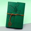 Yeşil Yaprak Desenli Deri Defter