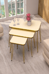 Zigon Sehpa Kr Ve Orta Sehpa Kr Set Çift Gold Krem Tel 1114