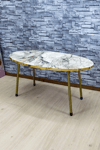 Zigon Sehpa Ve Orta Sehpa Elips Gold Metal Ayak Gold Efes Set