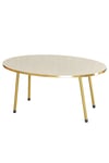 Zigon Sehpa ve Orta Sehpa Elips Gold Metal Ayak Gold Krem Set
