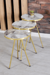 Zigon Sehpa Ve Orta Sehpa Elips Gold Metal Ayak Gold Efes Set