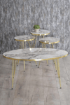 Zigon Sehpa Ve Orta Sehpa Elips Gold Metal Ayak Gold Efes Set
