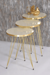 Zigon Sehpa Ve Orta Sehpa Elips Set Gold Krem Tel