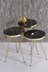 Zigon Sehpa Ve Orta Sehpa Kr Set Gold Bendir Tel