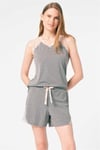 Anıl 9856 kolsuz sıfır kol V Yaka Viskon düz Kışlık Örme Normal Bel Dantel Detaylı Pijama Takımı