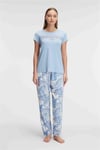 Anıl 9885 Kısa Kol Bisiklet Yaka Kadın Viskon Çiçek Desenli Yazlık ÖRME Dantel Detaylı Pijama Takımı