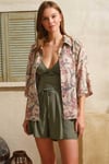 İp Askılı V Yaka Kadın Viskon Çiçek Desenli Yazlık Mini Pijama Takımı Sabahlık Anıl 5755