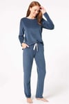 Kadın Kadife Sırt İşlemeli Uzun Kollu Sweatshirt ve Yandan Cepli Pantolon Pijama Takım (9797)