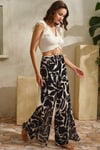 Sıfır Kol V Yaka Kadın Geometrik Yazlık Uzun Uzun Paçalı Yırtık Detaylı Pijama Takımı Anıl 9827