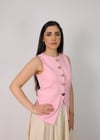Gold Düğme Detaylı Yelek-Pembe