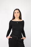Kayık Yaka Body-Siyah