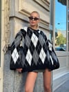 Bisiklet Yaka Saç Örgü Oversize Kazak Siyah