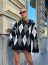 Bisiklet Yaka Saç Örgü Oversize Kazak Siyah