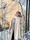 Püsküllü Uzun Triko Atkı Krem