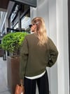 Saç Örgü Bisiklet Yaka Oversize Kazak Haki