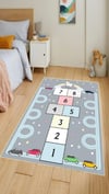 By Özer Halı Araba ve Seksek Temalı Makinede Yıkanabilir Dot Taban Modern Stil Çocuk Odası Halısı