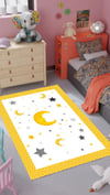 By Özer Halı Ay ve Yıldız Temalı Makinede Yıkanabilir Dot Taban Modern Stil Çocuk Odası Halısı