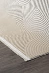 By Özer Halı Bej Renk Bohem Modern Stil Koza Halı Lara A0336C Salon Halısı