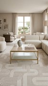 By Özer Halı Bej Renk Bohem Tarz Akrilik İplik Monaco 33472C Salon Halısı