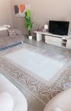 By Özer Halı Bej Renk Bordürlü Klasik Stil Saray Halı Juliet JU22A Salon Halısı