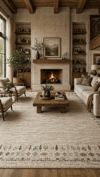 By Özer Halı Bej Renk Etnik Desenli Royal Halı Armonika YT03A Salon Halısı