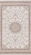 By Özer Halı Bej Renk Göbekli Bordürlü Klasik Stil Pigment Halı Vera Classic VRC01 Salon Halısı