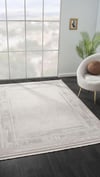 By Özer Halı Bej Renk Gri Bordürlü Modern Stil Karmen Halı Truva TV013A Salon Halısı