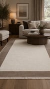 By Özer Halı Bej Renk Kahve Bordürlü Modern Stil Gümüşsuyu Venita 13602 Salon Halısı
