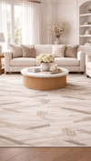 By Özer Halı Bej Renk Kahverengi Detaylı Modern Stil  Akrilik İplik Estefan EU02A Salon Halısı