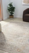 By Özer Halı Bej Renk Polyester Çerçeveli Yumuşak Doku Yüksek Kaliteli Seyran Halı Peru 10205 Salon Halısı