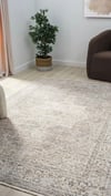 By Özer Halı Bej Renk Polyester Çerçeveli Yumuşak Doku Yüksek Kaliteli Seyran Halı Peru 10204 Salon Halısı
