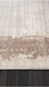By Özer Halı Beyaz Renk Kahve Bordürlü Modern Stil Karmen Halı Astana AS004A Salon Halısı