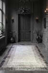 By Özer Halı Bordürlü Gri Siyah Renk Geçişli Saçaklı Makinede Yıkanabilir Modern Stil Kilim Yolluk Salon Halısı