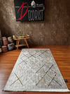 By Özer Halı Geometrik Baklava Desenli Kahve Renkli Saçaklı Makinede Yıkanabilir Kilim