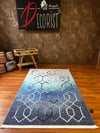 By Özer Halı Geometrik Desenli Mavi Renk Geçişli Saçaklı Makinede Yıkanabilir Modern Kilim