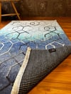 By Özer Halı Geometrik Desenli Mavi Renk Geçişli Saçaklı Makinede Yıkanabilir Modern Kilim
