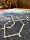 By Özer Halı Geometrik Desenli Mavi Renk Geçişli Saçaklı Makinede Yıkanabilir Modern Kilim
