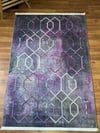 By Özer Halı Geometrik Desenli Mor Tonları Renk Geçişli Saçaklı Makinede Yıkanabilir Modern Kilim
