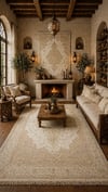 By Özer Halı Gold Renk Bordürlü Etnik Desenli Empera Halı Soho Mood 4607 Salon Halısı