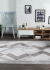 By Özer Halı Gri Akrilik Pamuk Modern Bordürlü Zigzak Desenli Karmen Halı Trend 4102A Salon Halısı